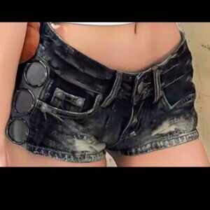 Blue shorts with hoops on the sides